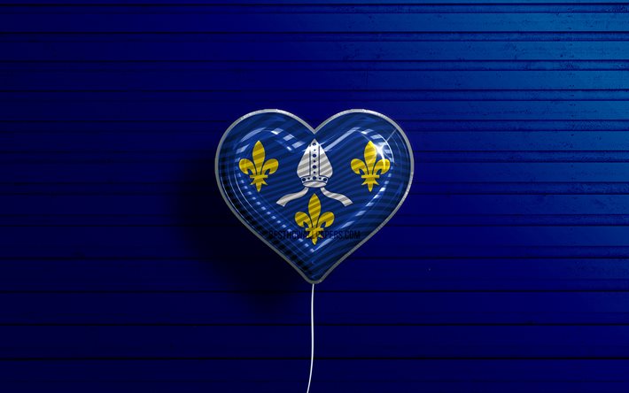 I Love Saintonge, 4k, realistiset ilmapallot, sininen puinen tausta, Saintongen p&#228;iv&#228;, Ranskan maakunnat, Saintongen lippu, Ranska, ilmapallo lipulla, Saintonge