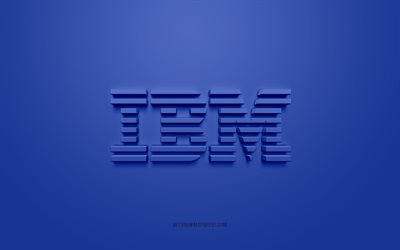 IBM 3d logosu, mavi arka plan, IBM amblemi, IBM mavi logosu, IBM, markalar, IBM logosu