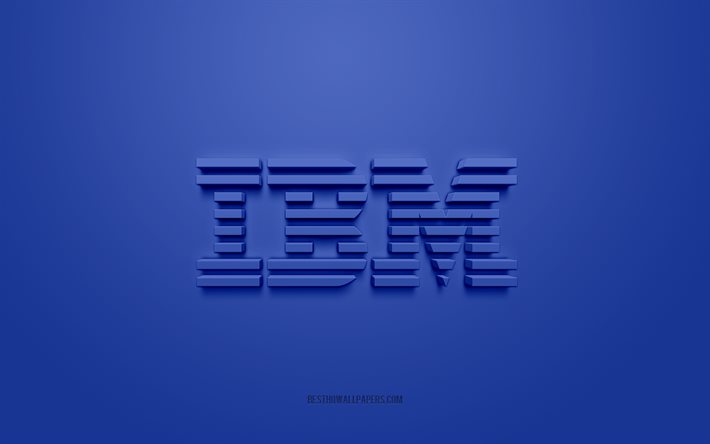 IBM 3d-logotyp, bl&#229; bakgrund, IBM-emblem, IBM bl&#229; logotyp, IBM, varum&#228;rken, IBM-logotyp
