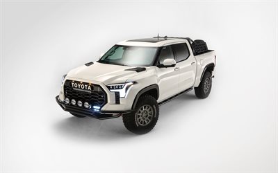 2021, Toyota Tundra TRD Desert Chase, front view, exterior, Toyota Tundra tuning, new white, Tundra TRD, Japanese cars, Toyota