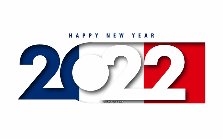Happy New Year 2022 France, white background, France 2022, France 2022 New Year, 2022 concepts, Eswatini, Flag of France