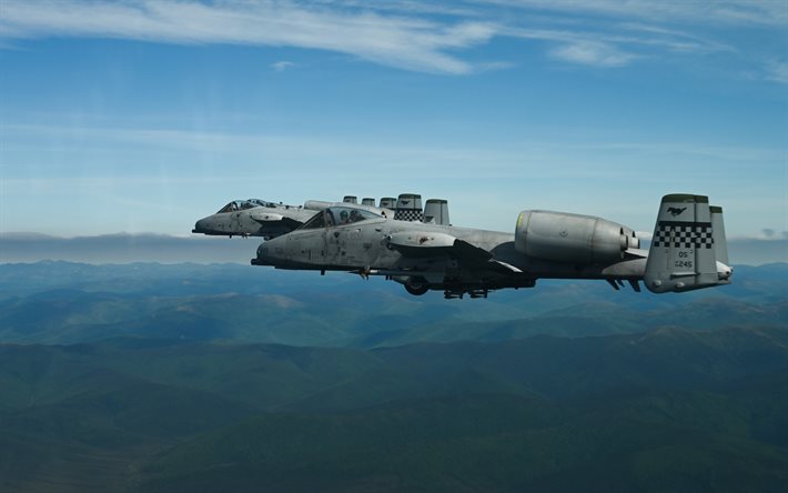 フェアチャイルド共和国A-10サンダーボルトII, アメリカの攻撃機, アメリカ空軍だ  Ｃ, 空に2機の攻撃機, A-10空のサンダーボルトII, 戦闘機