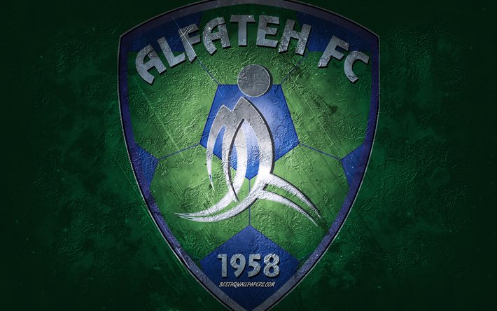Al Fateh SC, equipo de fútbol de Arabia Saudita, fondo verde, logotipo de Al Fateh SC, arte grunge, Saudi Pro League, Al-Ahsa, fútbol, Arabia Saudita, emblema de Al Fateh SC
