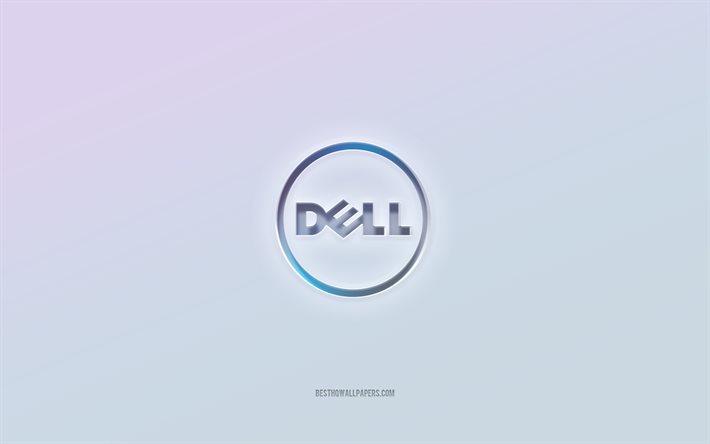 Logotipo da Dell, texto cortado em 3D, fundo branco, logotipo da Dell em 3D, emblema da Dell, Dell, logotipo em relevo, emblema da Dell em 3D