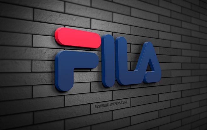 Download wallpapers Fila 3D logo, 4K, gray brickwall, creative, brands ...
