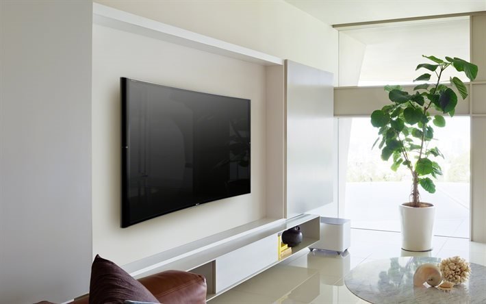 interior moderno, sala de estar, TV, Sony Bravia S90