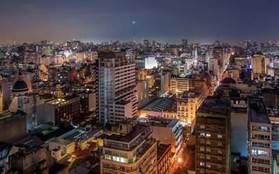 Buenos Aires, gece, kentsel peyzaj, Arjantin