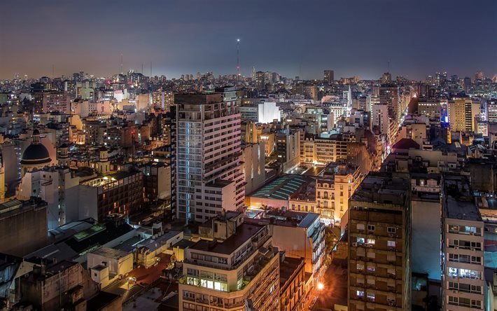 Buenos Aires, notte, paesaggio urbano, Argentina