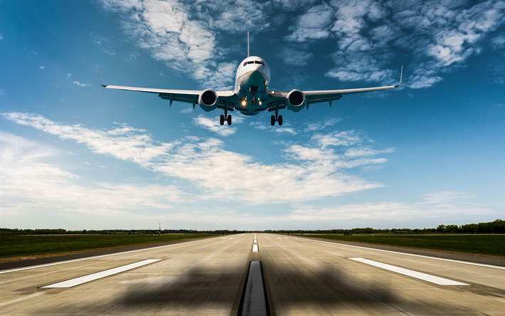 runway, airport, passenger liner, takeoff of airplane