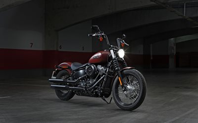 Harley-Davidson Street Bob 107, 4k, 2018 v&#233;los, superbikes, Harley-Davidson
