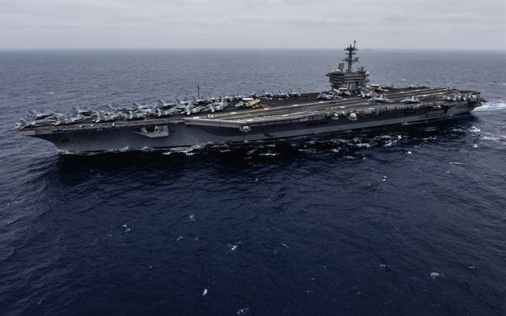 USS Theodore Roosevelt, CVN 71, American aircraft carrier, warship, military aircraft, US Navy, F-18, USA