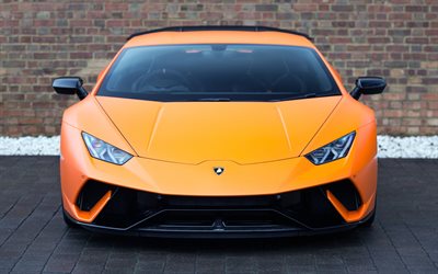 4k, Lamborghini Huracan, hypercars, 2017 cars, orange Huracan, Lamborghini