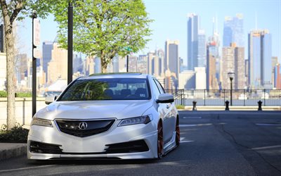 Acura TLX, tuning, low rider, 2018 cars, stance, white TLX, Acura