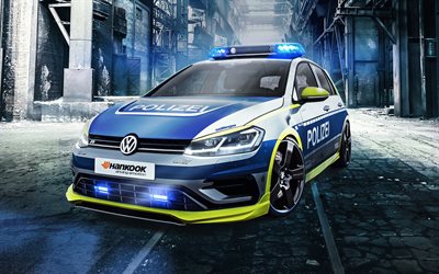 4k, Volkswagen Golf 400R, voiture de police, tuning, 2017 voitures, VW, Volkswagen