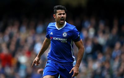 Diego Costa, Brazilian football player, 4k, Chelsea FC, Premier League, London