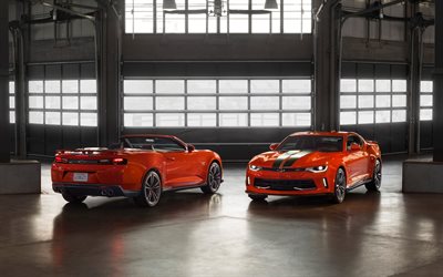 Chevrolet Camaro, 2018 coches, supercars, 50 Aniversario, naranja Camaro, Chevrolet