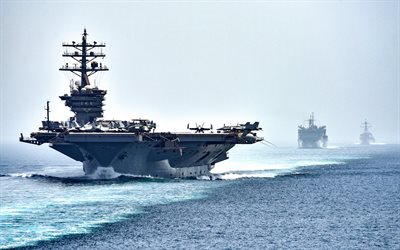 American aircraft carrier, USS Dwight D Eisenhower, CVN-69, Nimitz, F-18, US Navy, ocean, nuclear ship