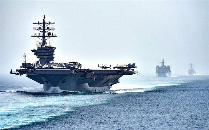 American aircraft carrier, USS Dwight D Eisenhower, CVN-69, Nimitz, F-18, US Navy, ocean, nuclear ship