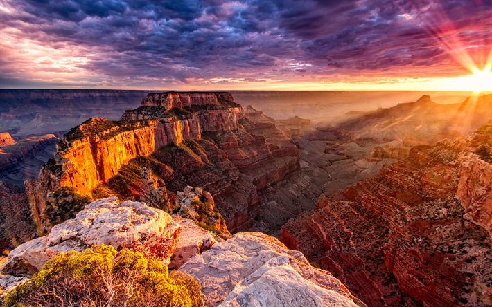 Download Wallpapers 4k Grand Canyon Sunset Cliffs American