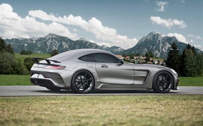 Mercedes-AMG GT S, Mansory, 4k, gray supercar, tuning Mercedes, sports coupe, black wheels
