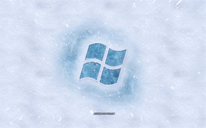 Logo di Windows, inverno concetti, consistenze di neve, neve, sfondo, Windows emblema, invernali, arte, Windows