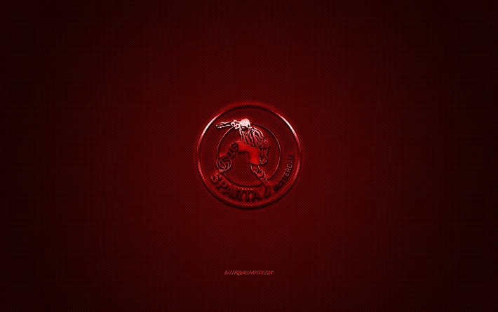 Sparta Rotterdam, olandese football club, Eredivisie, logo rosso, il rosso lo sfondo in fibra, calcio, Rotterdam, paesi Bassi, Sparta Rotterdam logo