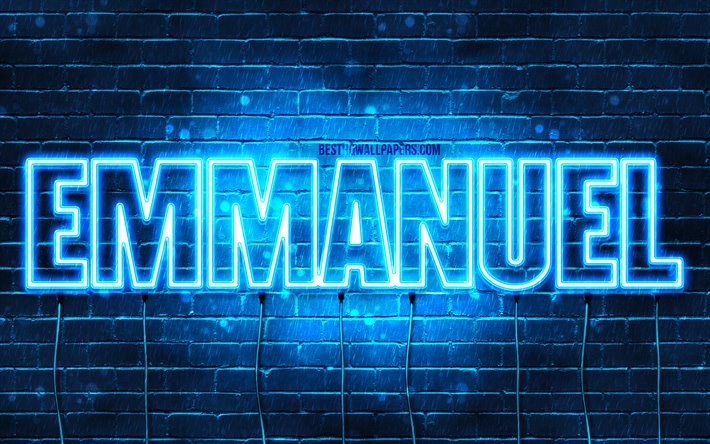 Emmanuel, 4k, wallpapers with names, horizontal text, Emmanuel name, blue neon lights, picture with Emmanuel name