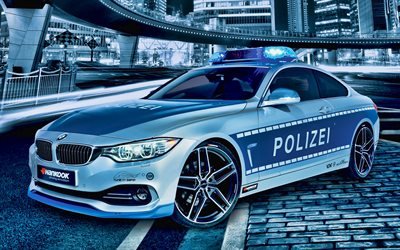 ac schnitzer acs4 coup&#233; polizei-konzept, f32, polizei-autos, bmw 4-serie, deutsche autos, hdr, bmw