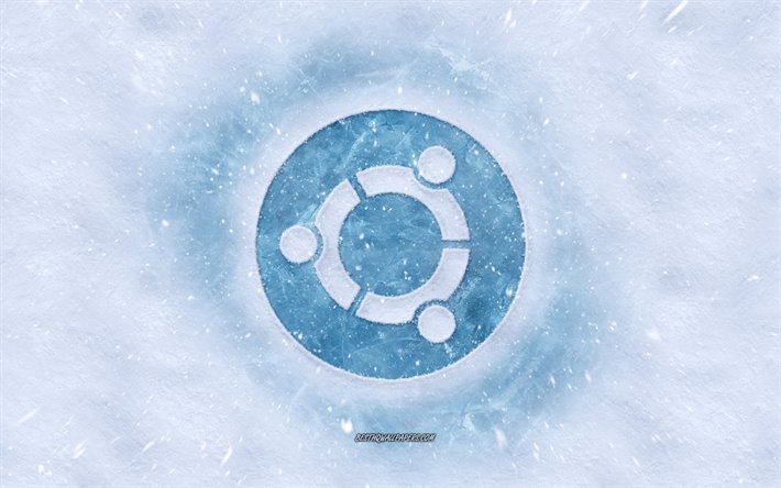 Logo Ubuntu, hiver les concepts, la texture de la neige, la neige fond, Ubuntu, embl&#232;me de l&#39;hiver de l&#39;art, Linux