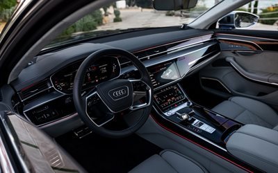 Audi S8, 2020, interior, vis&#227;o interna, painel frontal, novo S8 2020 interior, Carros alem&#227;es, Audi
