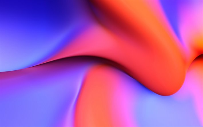 3d coloridos ondas, violeta-laranja de fundo, ondas de fundo, 3d criativo fundo