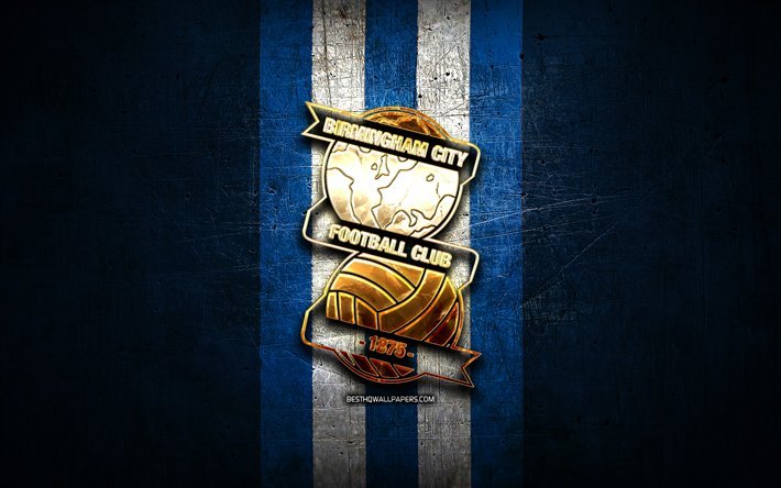 Download wallpapers Birmingham City FC, golden logo, EFL Championship