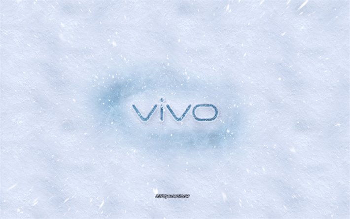 Logotipo de Vivo, en invierno, los conceptos, la textura de la nieve, la nieve de fondo, Vivo con el emblema de invierno de arte, Vivo