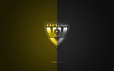 vvv-venlo in der niederl&#228;ndischen fu&#223;ball-club, eredivisie, schwarz und gelb-logo, schwarz und gelb, faser, hintergrund, fu&#223;ball, venlo, niederlande, vvv-venlo-logo
