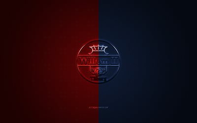 Willem II, olandese football club, Eredivisie, rosso-blu, logo, rosso-blu lo sfondo in fibra, calcio, Tilburg, paesi Bassi, Willem II FC logo