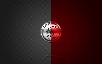 El AFC Ajax, el club de f&#250;tbol holand&#233;s, Eredivisie, de color rojo con logotipo blanco, rojo-blanco de fibra de fondo, f&#250;tbol, Amsterdam, pa&#237;ses Bajos, el AFC Ajax logotipo