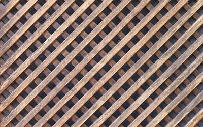 木製グリッド, 4k, 木製の織りパターン, 木製のテクスチャ, テクスチャを織り交ぜる, 木製グリッドの背景