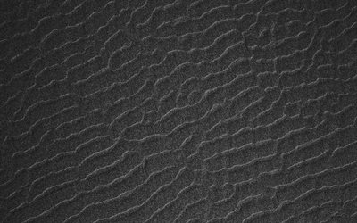 4k, sable noir, textures ondul&#233;es de sable, macro, fond ondul&#233; de sable, textures 3D, arri&#232;re-plans de sable, textures de sable, arri&#232;re-plan avec du sable
