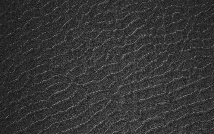 4k, sable noir, textures ondul&#233;es de sable, macro, fond ondul&#233; de sable, textures 3D, arri&#232;re-plans de sable, textures de sable, arri&#232;re-plan avec du sable