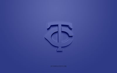 Emblème des Minnesota Twins, logo 3D créatif, fond bleu, club de baseball américain, MLB, Minnesota, États-Unis, Minnesota Twins, baseball, insigne des Minnesota Twins