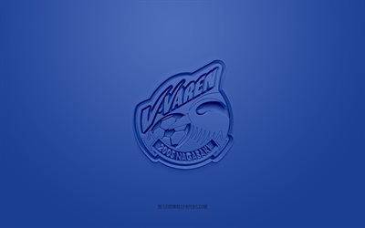 V-Varen Nagasaki, logo 3D créatif, fond bleu, J2 League, emblème 3d, Japan Football Club, Nagasaki, Japon, art 3d, football, logo 3d V-Varen Nagasaki