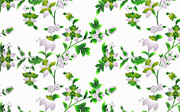 texture florale blanche, texture de fleurs violettes, fond floral blanc r&#233;tro, texture florale, fleurs violettes, texture de fleurs r&#233;tro