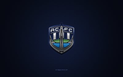 auckland city fc, neuseeländischer fußballverein, blaues logo, blauer kohlefaserhintergrund, neuseeländische nationalliga, fußball, auckland, neuseeland, auckland city fc-logo