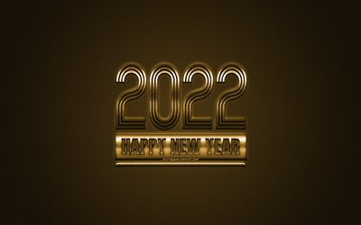2022 New Year, 2022 gold background, 2022 concepts, Happy New Year 2022, gold carbon texture, gold background