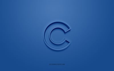شعار Chicago Cubs, شعار 3D الإبداعية, الخلفية الزرقاء, نادي البيسبول الأمريكي, دوري البيسبول الرئيسي, دوري محترفي البيسبول في الولايات المتحدة وكندا, شيكاغو, الولايات المتحدة الأمريكية, شاكاغو كابز, فريق بايس بول محترف من شيكاغو (ألينوي), بيسبول, شارة شيكاغو كابس