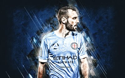 Florin Berenguer, Melbourne City FC, footballeur français, portrait, Berenguer Melbourne City FC, A-League, fond de pierre bleue, soccer