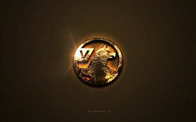 Vauxhall golden logo, artwork, brown metal background, Vauxhall emblem, Vauxhall logo, brands, Vauxhall
