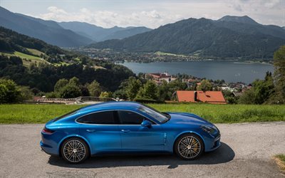 Porsche Panamera, 2016, blue Panamera, sporty 4-door coupe, German cars