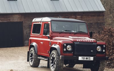 Land Rover, Defender Works V8, 2018, red SUV, special version, British cars, red Defender