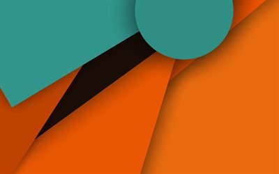android, gr&#252;n und orange, material-design, lollipop, geometrische formen, kreative, geometrie, bunten hintergrund